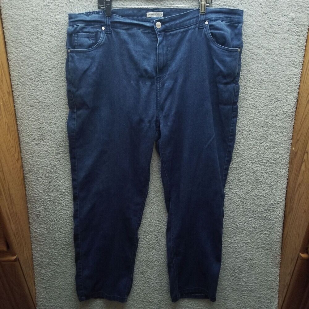 Catherines Women's 24W Sateen Stretch Blue Bootcut Jeans 45.5" 28.5" 14.5"